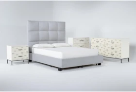 Boswell 4 Piece Queen Upholstered Storage Bedroom Set With Elden Dresser, Bachelors Chest + 2 Drawer Nightstand
