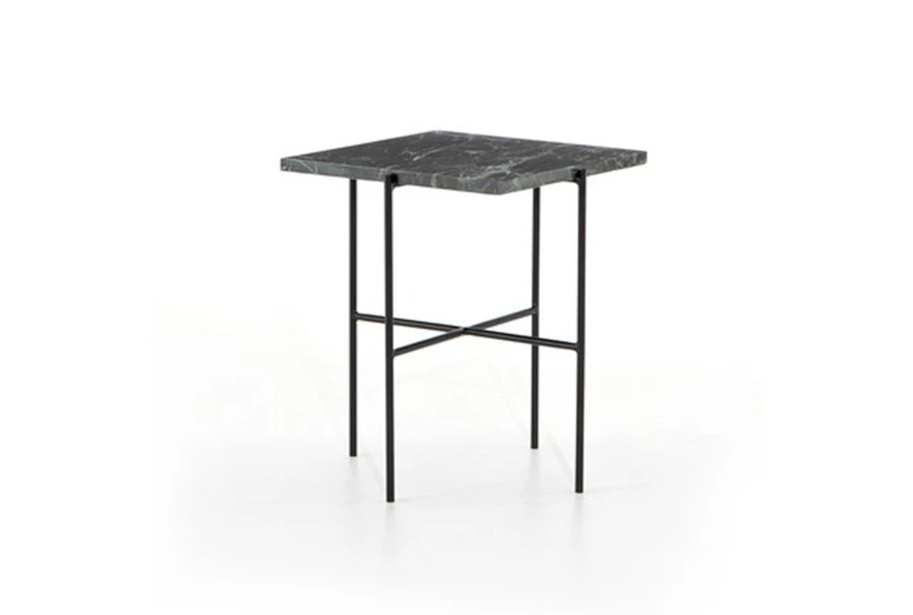 Dark Green Marble + Iron Accent Table