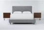 Dean Charcoal 3 Piece Queen Upholstered Bedroom Set With 2 Clark 2 Drawer Nightstands - Signature