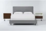 Dean Charcoal 3 Piece Queen Upholstered Bedroom Set With Clark 2 Drawer Nightstand + 1 Drawer Nightstand - Signature