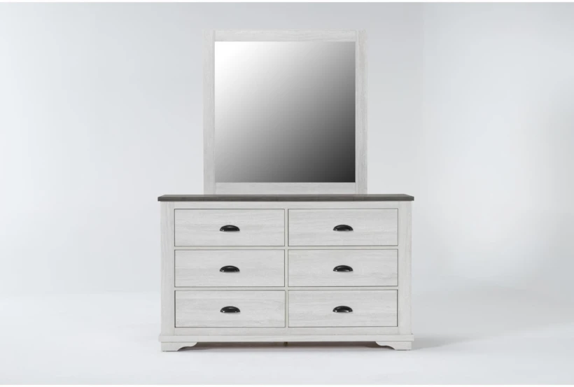 Cora 6-Drawer White Dresser/Mirror - 360