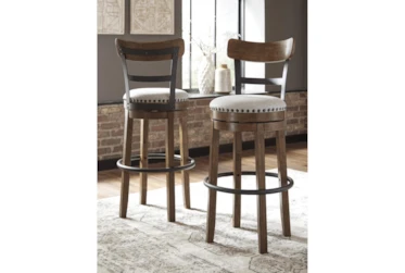 Emerson Brown Upholstered Swivel 30 Inch Bar Stool