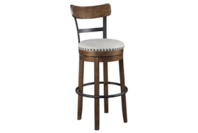 Emerson Brown Upholstered Swivel 30 Inch Bar Stool