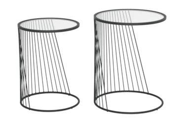 Clear Glass & Black Nesting Tables