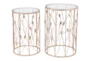 Glass With Gold Leaf Base Side Tables Set Of 2 - Signature