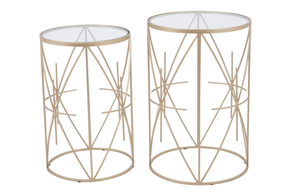 Gold  + Clear Side Tables Set Of 2