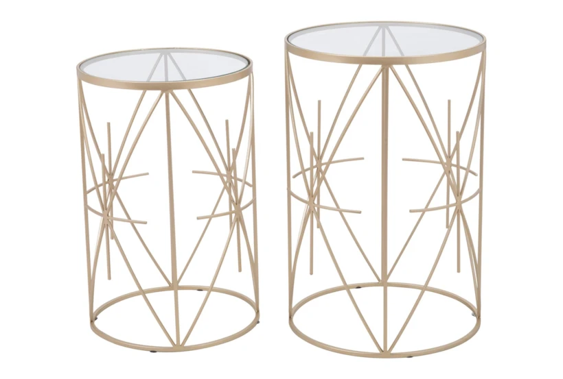 Gold  + Clear Side Tables Set Of 2 - 360
