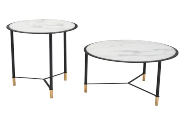 Black & White Round Coffee Table Set Of 2