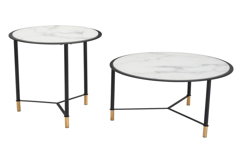 Lili Small White Round Coffee Table Set Of 2 - 360