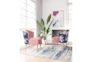 Pink Velvet And Foliage Print Accent Chair  - Room