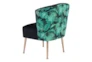 Black Velvet And Tropical Print Accent Chair - Detail