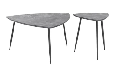 Gray & Black Three Leg Accent Table Set Of 2