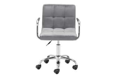 Gray Velvet With Steel Arm Desk Chair