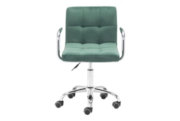 Green Velvet With Steel Arm Desk Chair
