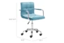 Blue Velvet With Steel Arm Desk Chair - Detail
