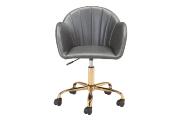 Grey Faux Leather Modern Shape Desk Chair