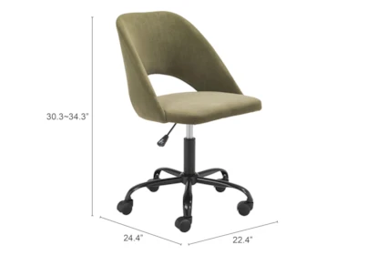 Olive Curved Back Rolling Office Chair