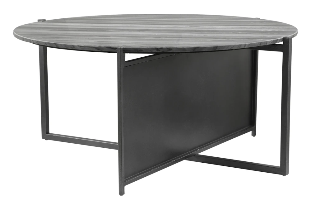 Geometric Marble Top With Steel Base Coffee Table