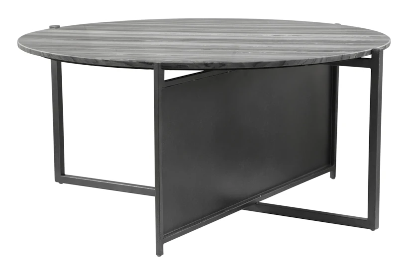 Geometric Marble Top With Steel Base Coffee Table - 360