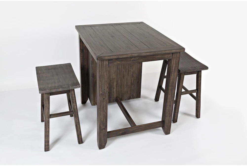 Pepper Creek Barnwood 36" Kitchen Counter With Stool Set For 2