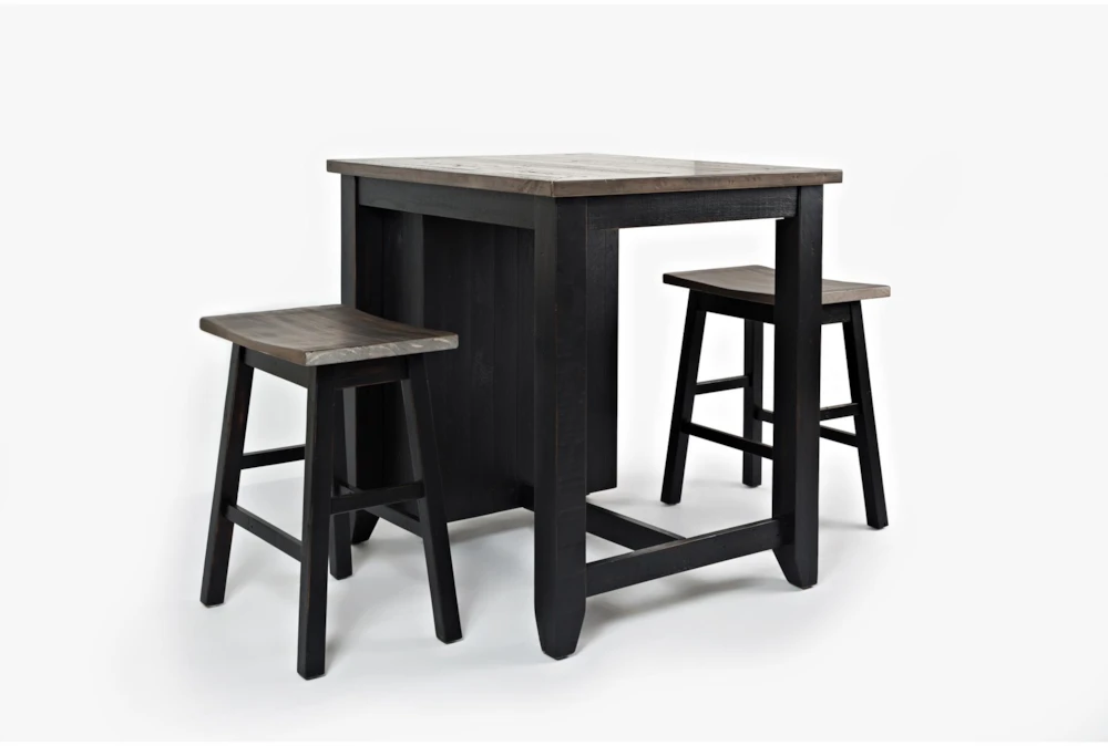 Pepper Creek Vintage Black 36" Kitchen Counter With Stool Set For 2