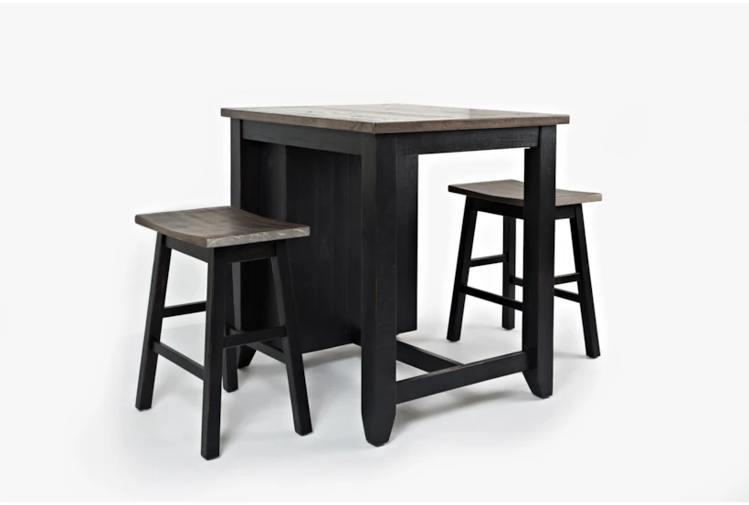 Pepper Creek Vintage Black 36" Kitchen Counter With Stool Set For 2 - 360