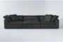 Hidden Cove Grey 134" Leather 3 Piece Sofa - Signature