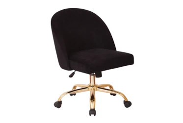 Cher Black Velvet Desk Chair With Gold Base