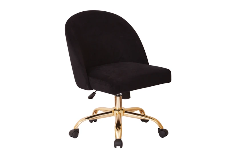 Cher Black Velvet Desk Chair With Gold Base - 360