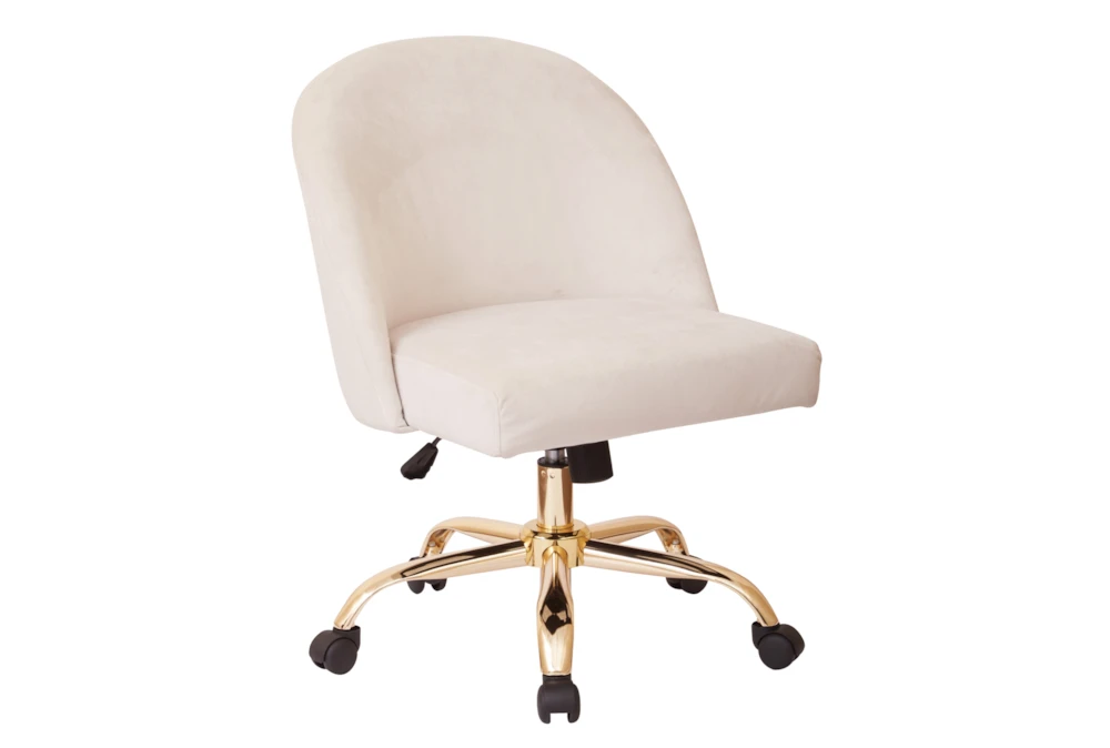 Cher Cream Velvet Desk Chair With Gold Base