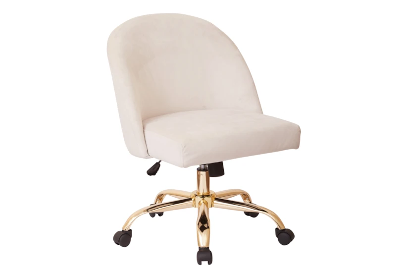 Cher Cream Velvet Desk Chair With Gold Base - 360