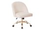 Cher Cream Velvet Desk Chair With Gold Base - Signature