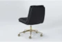 Dionne Black Faux leather Channeled Desk Chair With Gold Base - Side