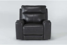 Buckley Grey Leather Dual Motor Lift Recliner With Power Headrest