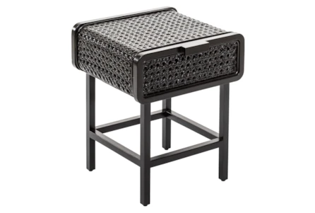 Black Woven End Table