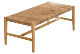 Natural Woven Rope + Wood Coffee Table