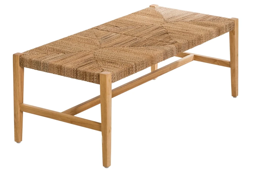 Natural Woven Rope + Wood Coffee Table - 360