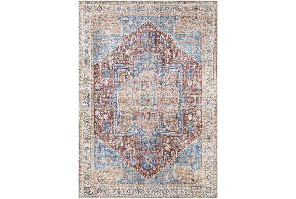Rug-5'3"X7'3" Barcella Printed Traditional Blue/Rust