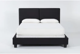 Rylee Black Queen Upholstered Panel Bed