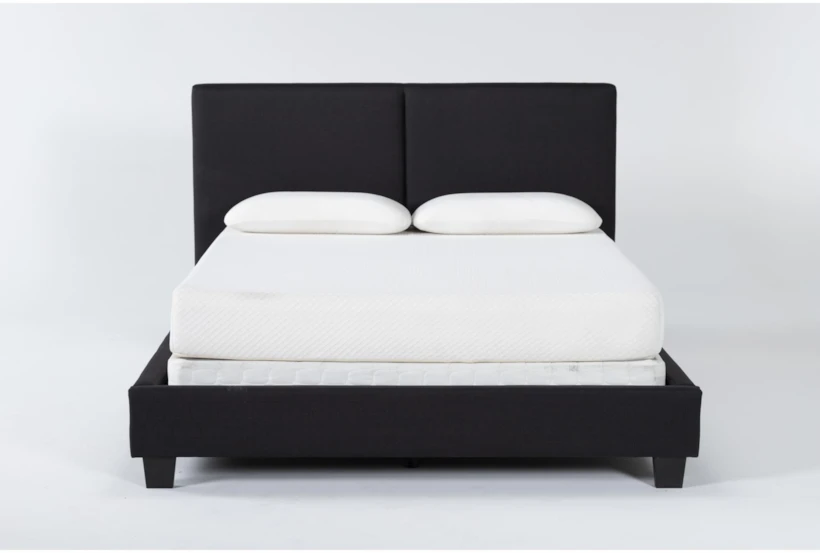 Rylee Black Queen Upholstered Panel Bed - 360