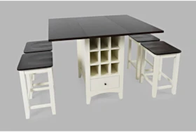Kennedy White 5 Piece Counter Set With Backless Stools