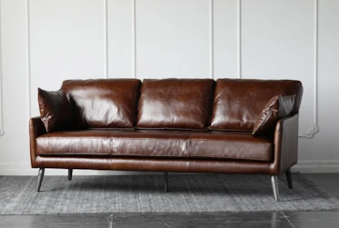 Whole Leather + Iron Leg Sofa