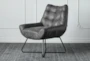 Antique Black Faux Leather + Iron Accent Chair - Signature
