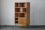 Mid Century Bookcase With Sliding Door - Front