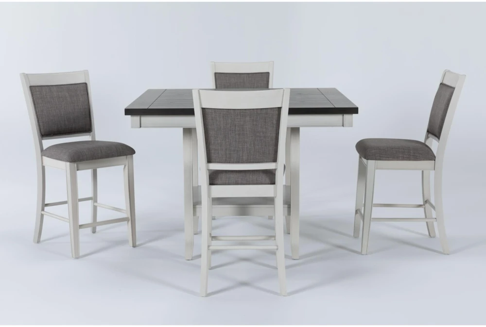 Sutton White Kitchen Counter With Stool Set For 4