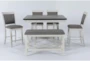 Sutton White 48" Kitchen Counter With Stool Set For 6 - Signature