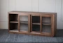 Brown Sideboard With Sliding Glass Doors - Detail