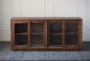 Brown Sideboard With Sliding Glass Doors - Front
