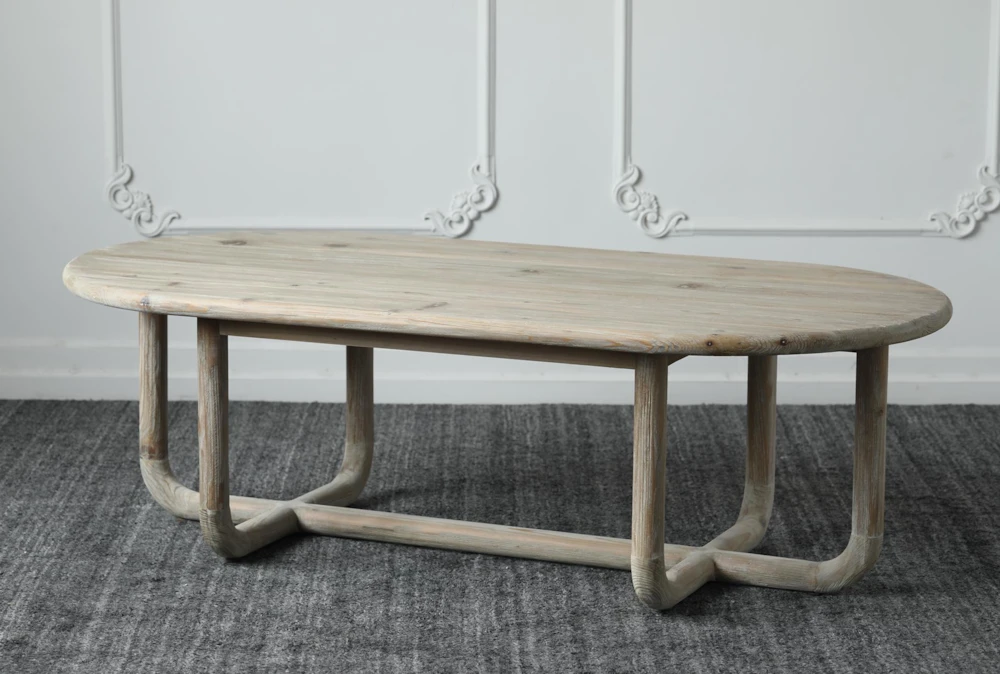 Weathered Reclaimed Pine Oval Coffee Table