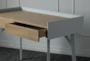 White + Natural Oak Desk With 2 Drawers - Detail